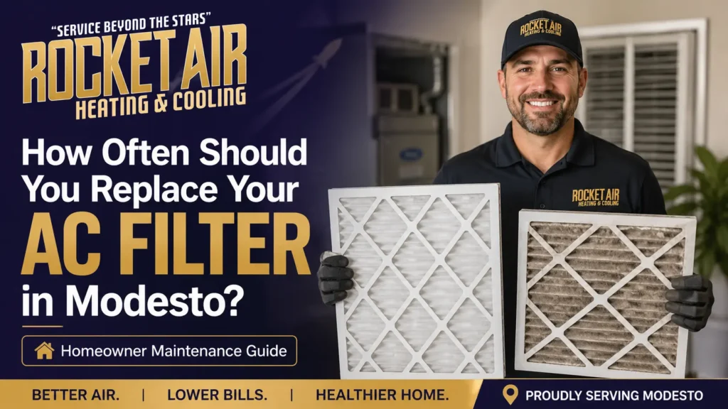AC filter replacement Modesto CA with clean and dirty filters