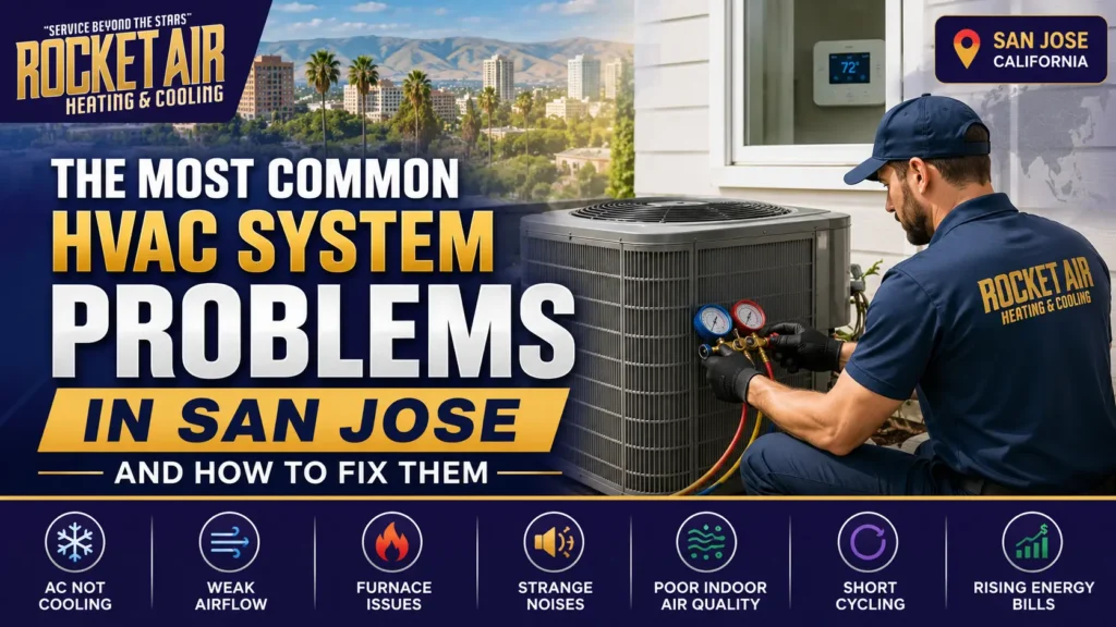 HVAC technician diagnosing an air conditioner that is running but not cooling at a San Jose home