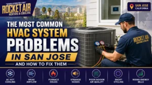 HVAC technician diagnosing an air conditioner that is running but not cooling at a San Jose home