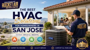Professional HVAC technician providing complete heating and cooling solutions for a San Jose home.